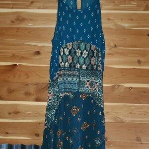 Xhilaration Blue Patterned Maxi Dress